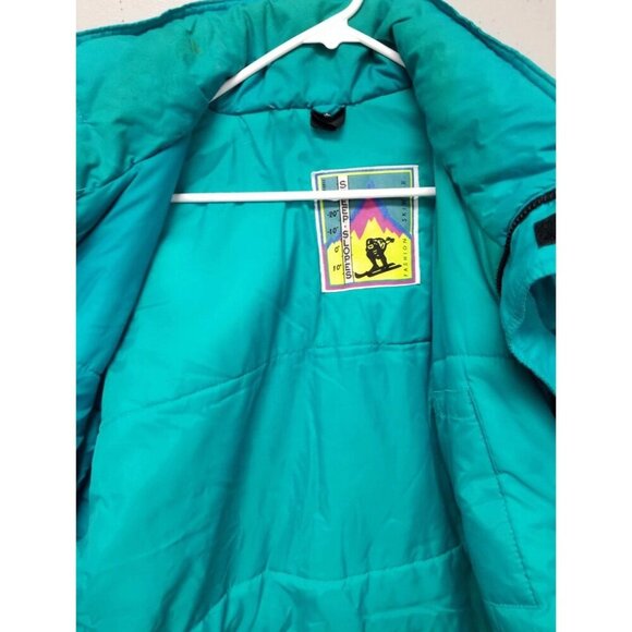 Vintage Steep Slopes Teal Blue Puffer Ski Jacket Coat - Picture 5 of 7